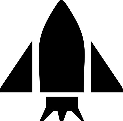 Simple black icon of a rocket ship